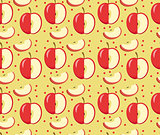 Apples seamless pattern. Red Apple endless background, texture. Fruits background. Vector illustration.