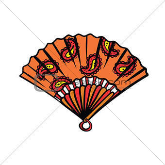 paper fan illustration isolated on white background