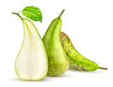 Green conference pears isolated on white