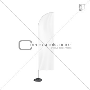 White outdoor feather flag, stander advertising banner shield