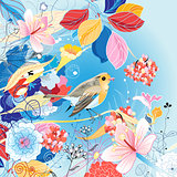 Beautiful bright illustration with a bird 