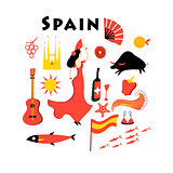 Vector set of elements to the theme of Spain 