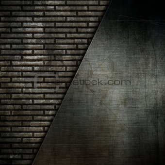 Grunge metal on a brick wall background
