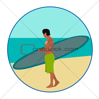 Surf-riding man On the beach sign