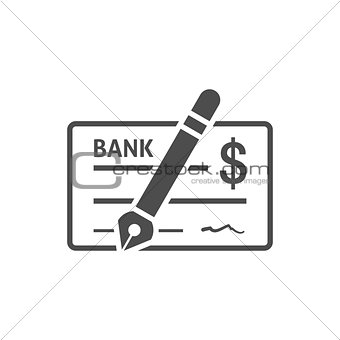 Bank check icon flat