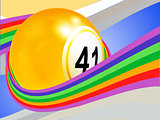 Bingo ball wrapped on a curved rainbow