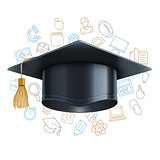 Graduation Cap and Education Symbols