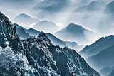 Morning view of the peaks of Huangshan National park.