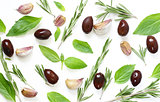 Natural olives with herbs and spices