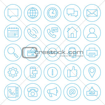 Line Circle Contact Us Icons