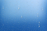 Realistic rain drops. Water background with water drops. Blue water bubbles. Vector illustration isolated