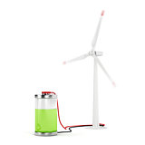 Charging battery with wind turbine