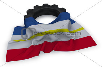 gear wheel and flag of mecklenburg-vorpommern - 3d rendering