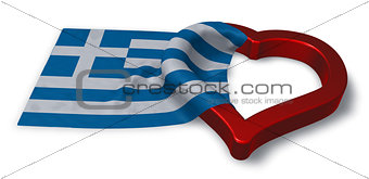 greek flag and heart symbol - 3d rendering