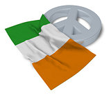 peace symbol and flag of ireland - 3d rendering