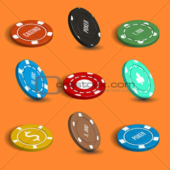Casino chip, vector illustration.