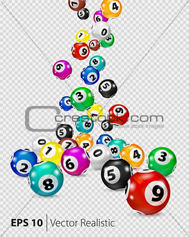 Vector Colorful Bingo balls fall randomly.