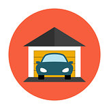 Garage car icon flat