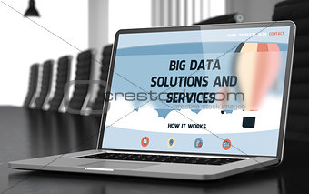 Big Data Solutions And Services on Laptop. 3D.