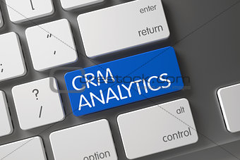Keyboard with Blue Button - CRM Analytics. 3D.