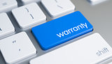 Warranty - Text on the Blue Keyboard Button. 3D.