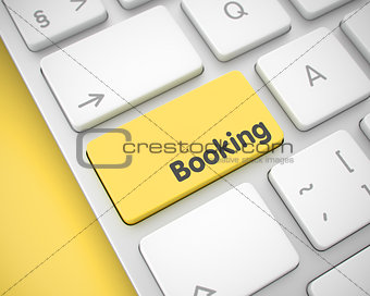 Booking - Message on Yellow Keyboard Keypad. 3D.