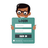 Login form for kids website. Elements of web design for kindergarten, schools and colleges.