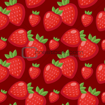 Strawberry seamless pattern. Berry endless background, texture. Fruits background. Vector illustration.