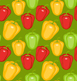 Bulgarian pepper seamless pattern. Paprika yellow, green, red, endless background, texture. Vegetable background Vector illustration.