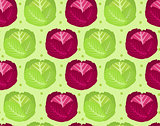 Cabbage seamless pattern. Red cabbage endless background, texture. Vegetable background. Vector illustration.