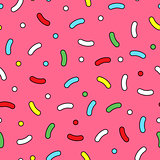 Colorful seamless memphis pattern with curves and dots. Fashion funky background 80-90s.