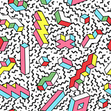 Memphis seamless vector pattern with 3d shapes. Fashion style 80-90s.