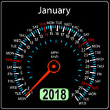 Year 2018 calendar speedometer car in concept. January