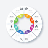 Infographics template 8 options with circle