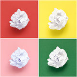 Collage of white crumpled papers