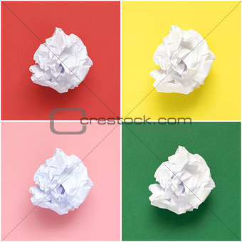 Collage of white crumpled papers
