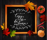 Chalkboard with autumn leaves