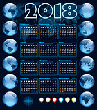 Calendar 2018 and Earth globes