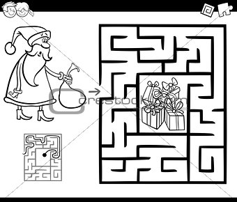 maze activity game with Santa Claus