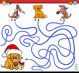 paths maze game with cartoon dogs