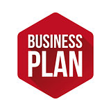 Business plan sign red button