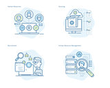 Set of concept line icons for human resources, recruitment, HR management, career