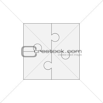 Jigsaw puzzle blank vector 2x2, four pieces