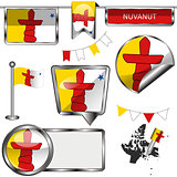 Glossy icons with flag of province Nunavut