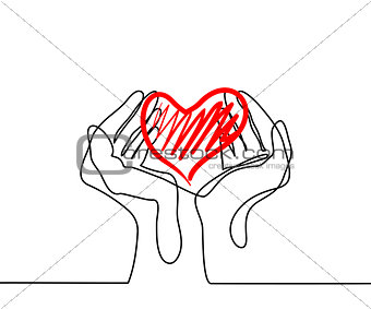 Hands holding a heart