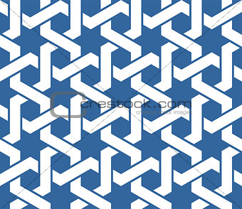 Seamless blue arabic ornament with twined lines pattern