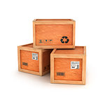 wooden delivery boxes isolated