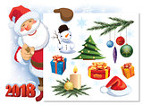 Santa Claus with Christmas decoration set