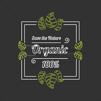 Organic food outline banner or icon