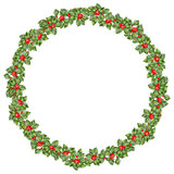 Round Christmas wreath with holly. EPS 10 vector